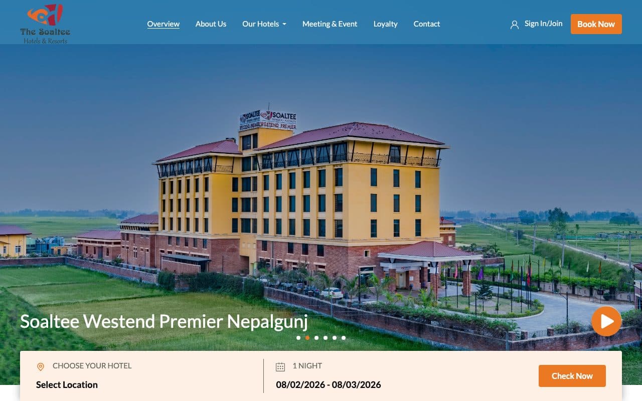 The Soaltee Hotels & Resorts website